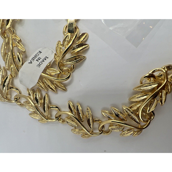 VINTAGE Limoges Set Gold Tone Filigree leaf Necklace Bracelet Clip‎ on Earrings - Picture 2 of 6